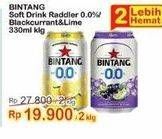 Promo Harga BINTANG Radler Zero Blackcurrant Lime 330 ml - Indomaret