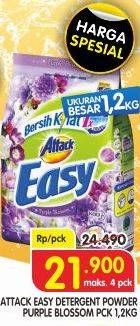 Promo Harga ATTACK Easy Detergent Powder Purple Blossom 1200 gr - Superindo