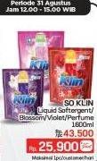 Promo Harga So Klin Liquid Detergent + Anti Bacterial Violet Blossom, + Anti Bacterial Red Perfume Collection, + Softergent Soft Sakura 1600 ml - LotteMart