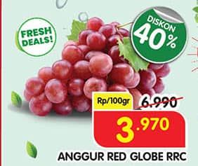 Promo Harga Anggur Red Globe RRC per 100 gr - Superindo
