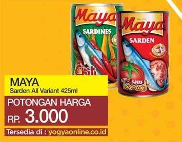 Promo Harga MAYA Sardines All Variants 425 ml - Yogya