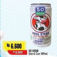 Promo Harga So Good Susu Steril 189 ml - Alfamart