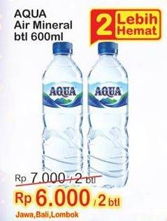 Promo Harga AQUA Air Mineral per 2 botol 600 ml - Indomaret