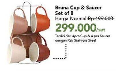 Promo Harga Cup & Saucer Set Bruna 8 pcs - Carrefour