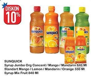 Promo Harga SUNQUICK Minuman Sari Buah Lemon, Orange, Mandarin, Mixed Fruits, Mango, Mango, Orange 330 ml - Hypermart