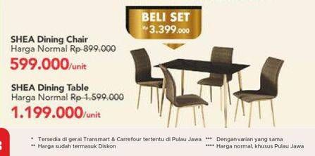 Promo Harga SHEA Dining Table + Chair Set  - Carrefour