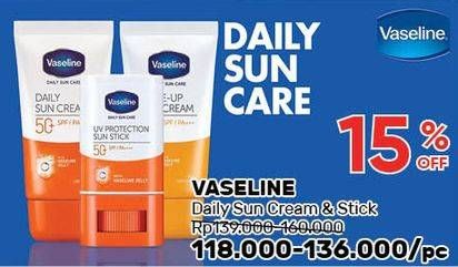 Promo Harga VASELINE Daily Sun Care Sun Cream SPF50, Sun Stick SPF 50 15 gr - Guardian