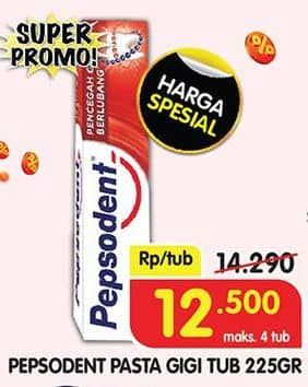 Promo Harga Pepsodent Pasta Gigi Pencegah Gigi Berlubang White 225 gr - Superindo