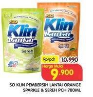 Promo Harga SO KLIN Pembersih Lantai Orange, Sereh Lemon Grass 780 ml - Superindo