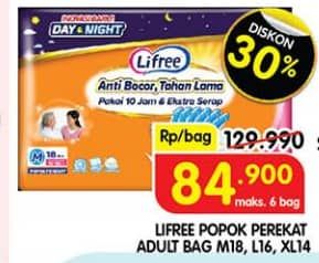 Promo Harga Lifree Popok Perekat Menyerap dan Kering M18, L16, XL14 14 pcs - Superindo