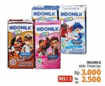 Promo Harga INDOMILK Susu UHT Kids Cokelat, Stroberi 115 ml - LotteMart