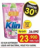 Promo Harga SO KLIN Liquid Detergent + Anti Bacterial Violet Blossom 1600 ml - Superindo
