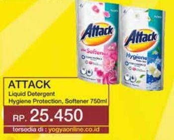 Promo Harga Attack Detergent Liquid Hygiene Plus Protection, Plus Softener 800 ml - Yogya