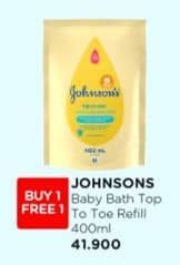 Johnsons Baby Wash Top To Toe 400 ml Harga Promo Rp41.900, Beli 1 Gratis 1