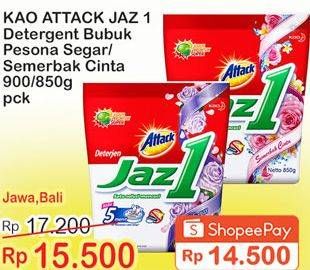 Promo Harga ATTACK Jaz1 Detergent Powder Pesona Segar, Semerbak Cinta 850 gr - Indomaret