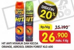 Promo Harga HIT Aerosol Anti Kecoa, Anti Nyamuk, Orange, Green Forest 600 ml - Superindo
