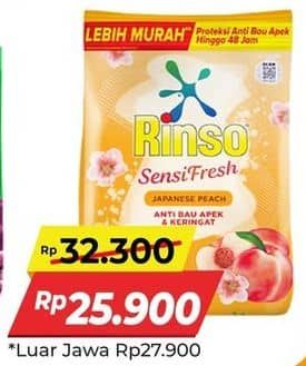 Promo Harga Rinso Anti Noda Deterjen Bubuk + Molto Japanese Peach 1200 gr - Alfamart