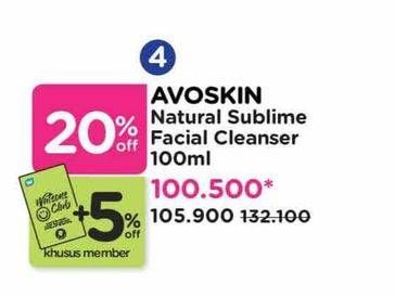 Promo Harga Avoskin Natural Sublime Facial Cleanser 100 ml - Watsons
