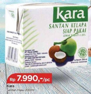 Promo Harga Kara Coconut Cream (Santan Kelapa) 200 ml - TIP TOP