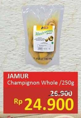 Promo Harga Jamur Champignon (Jamur Kancing) Whole 250 gr - Alfamidi