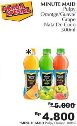 Promo Harga MINUTE MAID Juice Pulpy White Grape Nata De Coco, Guava, Orange 300 ml - Giant