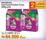 Promo Harga WHISKAS Makanan Kucing Tuna per 2 pouch 480 gr - Indomaret