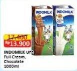 Promo Harga Indomilk Susu UHT Full Cream Plain, Cokelat 1000 ml - Alfamart