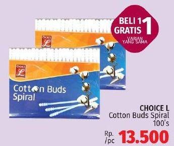 Promo Harga CHOICE L Cotton Buds Spiral 100 pcs - LotteMart