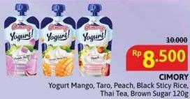 Promo Harga Cimory Squeeze Yogurt Mango Sticky Rice, Purple Taro, Peach, Black Sticky Rice, Thai Tea, Brown Sugar 120 gr - Alfamidi