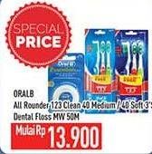 Promo Harga Oral B All Rounder 123 Clean 40 /Medium/Soft/Dental Floss  - Hypermart