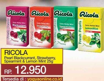 Promo Harga RICOLA Permen Rendah Gula Pearl, Blackcurrant, Strawberry, Spearmint, Lemon Mint 25 gr - Yogya