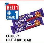 Promo Harga CADBURY Dairy Milk Fruit Nut 30 gr - Hypermart