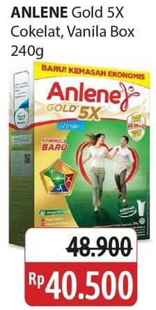 Promo Harga Anlene Gold Plus 5x Hi-Calcium Coklat, Vanila 250 gr - Alfamidi