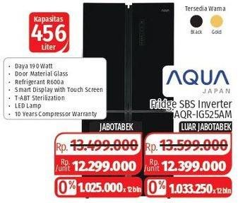 Promo Harga AQUA AQR-IG525AM Multidoor Refrigerator 456 ltr - Lotte Grosir