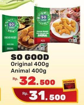 Promo Harga SO GOOD Chicken Nugget Original, Animal 400 gr - Yogya