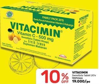 Promo Harga VITACIMIN Vitamin C - 500mg Sweetlets (Tablet Hisap) per 20 sachet - Guardian