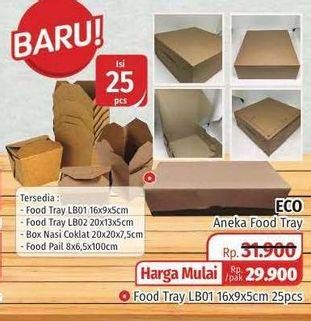 Promo Harga Food Tray LB01 16x9x5cm 25 pcs - Lotte Grosir