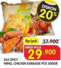 Promo Harga 365 Spicy Wing, Chicken Karage 500 g  - Superindo