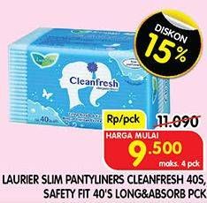 Promo Harga LAURIER Slim Pantyliners Cleanfresh, Safety Fit 40s  - Superindo