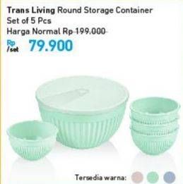 Promo Harga TRANS LIVING Round Storage Container Set per 5 pcs - Carrefour