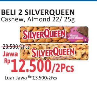 Promo Harga Silver Queen Chocolate Cashew, Almonds 25 gr - Alfamidi