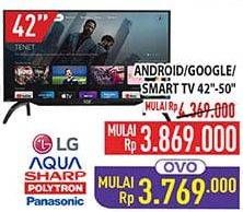 Promo Harga LG/AQUA/SHARP/POLYTRON/PANASONIC Android/Google Smart TV 42"-50"  - Hypermart