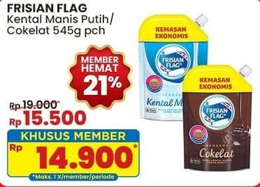 Promo Harga Frisian Flag Susu Kental Manis Cokelat, Putih 545 gr - Indomaret