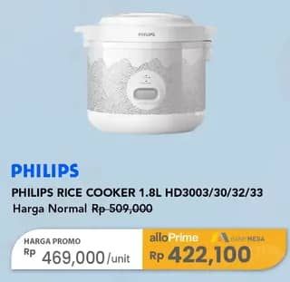 Promo Harga Philips HD3003/30 Rice Cooker 1.8L  - Carrefour