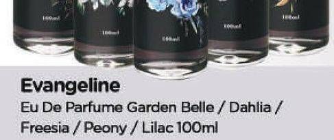 Promo Harga EVANGELINE Eau De Parfume Garden Belle, Dahlia, Freesia, Lilac, Peony 100 ml - TIP TOP