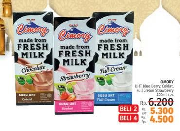 Promo Harga Cimory Susu UHT Blueberry, Chocolate, Full Cream, Strawberry 250 ml - LotteMart