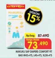 Promo Harga Makuku Comfort Fit Diapers Pants M42+4, L40+4 44 pcs - Superindo