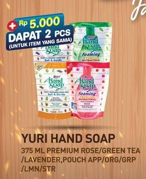 Promo Harga YURI Hand Soap Foaming Rose, Green Tea, Lavender / Hand Soap Apple, Orange, Grape, Lemon, Strawberry  - Hypermart