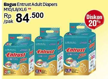 Promo Harga Bagus Entrust Adult Diapers M10, L8, XL6 6 pcs - Carrefour