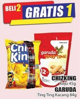 Promo Harga CHIZ KING Keju 45 g, GARUDA Ting Ting Kacang 84 g  - Hari Hari